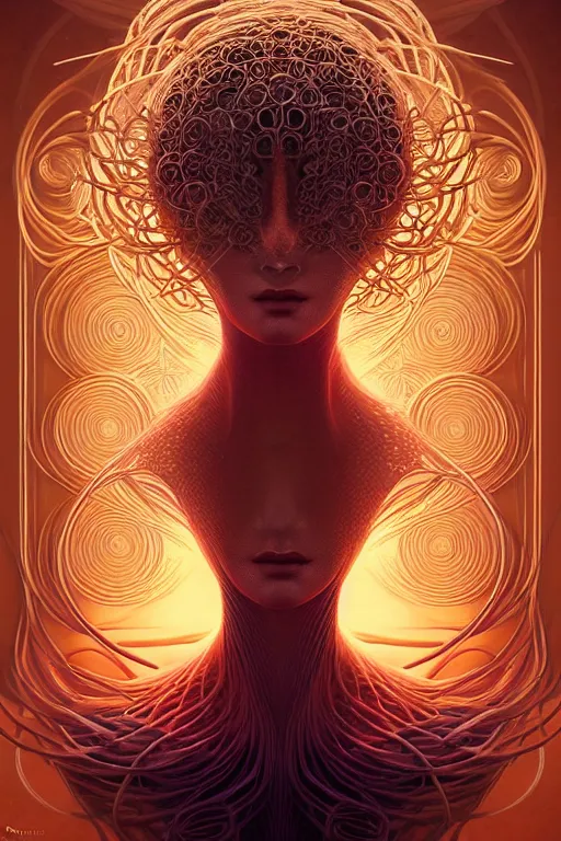 Prompt: beautiful flying spaghetti monster goddess, ethereal art deco, fantasy, intricate art deco pasta designs, elegant, highly detailed fractals, sharp focus, art by artgerm and beeple and greg rutkowski and wlop