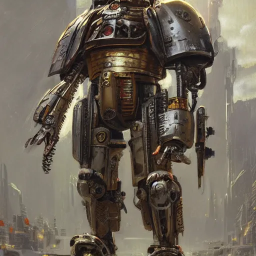 Prompt: wearing warhammer 4 0 0 0 0 emperor armor realistic anthropomorphic car scifi cyberpunk, visible face and full body portrait art by donato giancola and greg rutkowski, vintage retro scifi, realistic face, digital art, trending on artstation, symmetry