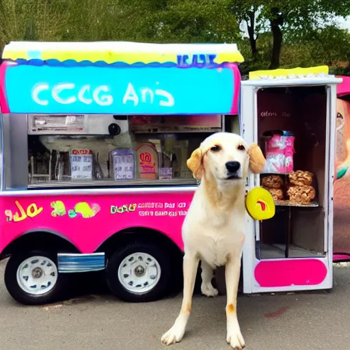 Image similar to dog selling ice cream from an ice cream van