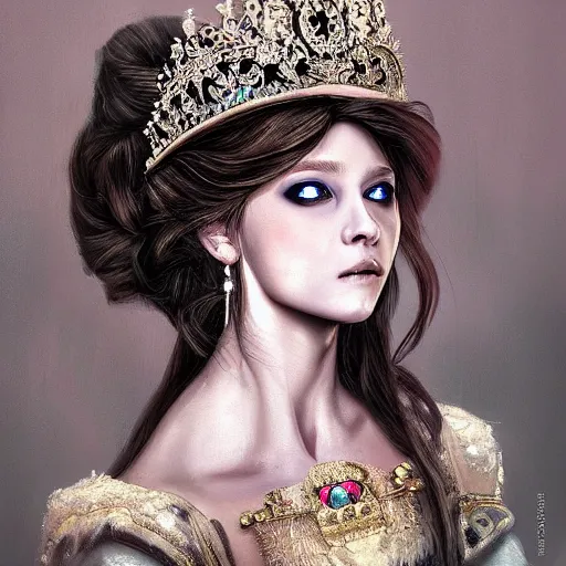 Image similar to portrait painting of a princess, ultra realistic, concept art, intricate details, eerie highly detailed