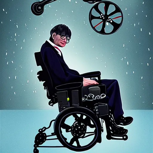 Image similar to the dreams of Stephen Hawking, surreal, interpretive, abstract,