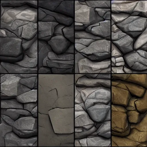 Prompt: 8k seamless texture of rock, dishonored style, overwatch style