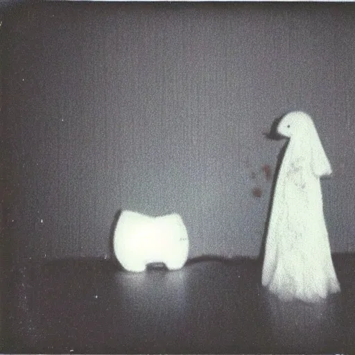 Image similar to adorable floating ghost photo taken with a polaroid, smol, aesthetic, 1 9 9 0 s