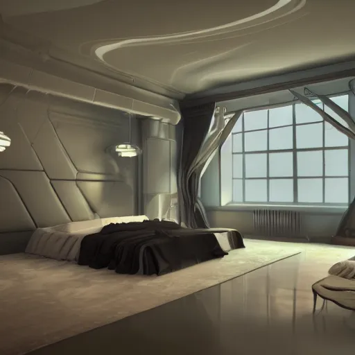 Prompt: futuristic room, crisp, artstation, luxury, beautiful, dim painterly lighting, 3 d concept art