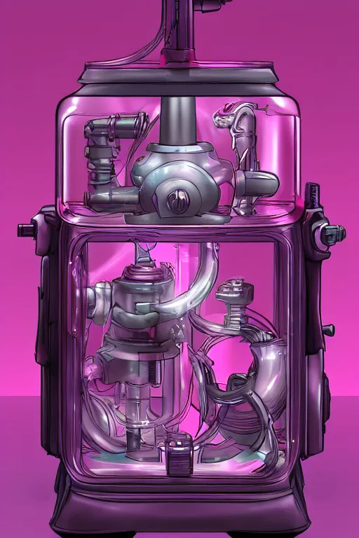 Prompt: Pink Vapor Inhalation Machine, fantasy, magic, ultra detailed, digital art, trending on artstation, illustration