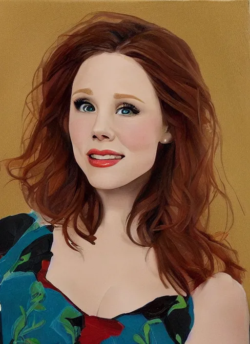 Prompt: painting of a combination of kristen bell and christina hendricks