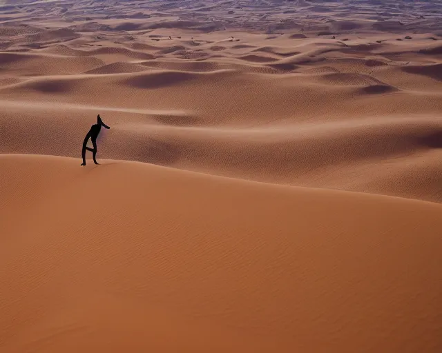 Image similar to a brown man floating on a magical carpet ride over the arabic desert.