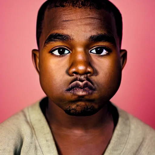 Prompt: the face of young kanye west at 1 2 years old, portrait by julia cameron, chiaroscuro lighting, shallow depth of field, 8 0 mm, f 1. 8