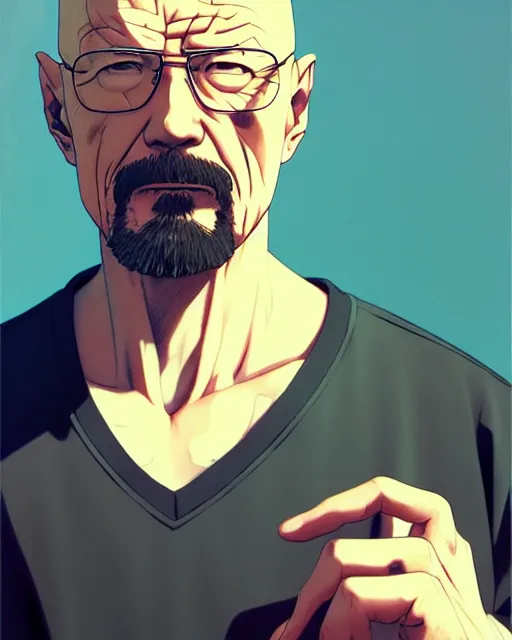 Prompt: portrait Anime man as Walter White. fine-face, pretty face, realistic shaded Perfect face, fine details. Anime. realistic shaded lighting by Ilya Kuvshinov katsuhiro otomo ghost-in-the-shell, magali villeneuve, artgerm, rutkowski, WLOP Jeremy Lipkin and Giuseppe Dangelico Pino and Michael Garmash and Rob Rey in official suit