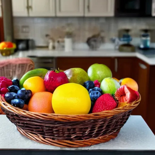 Image similar to a fruit basket on top of a kitchen table