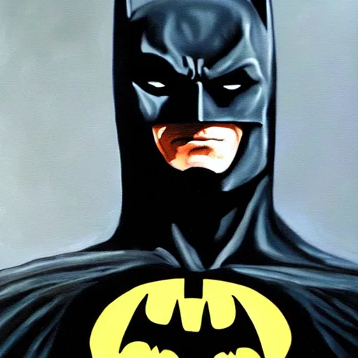 Image similar to Painting of a batman dark knight by Christopher Nolan oil painting