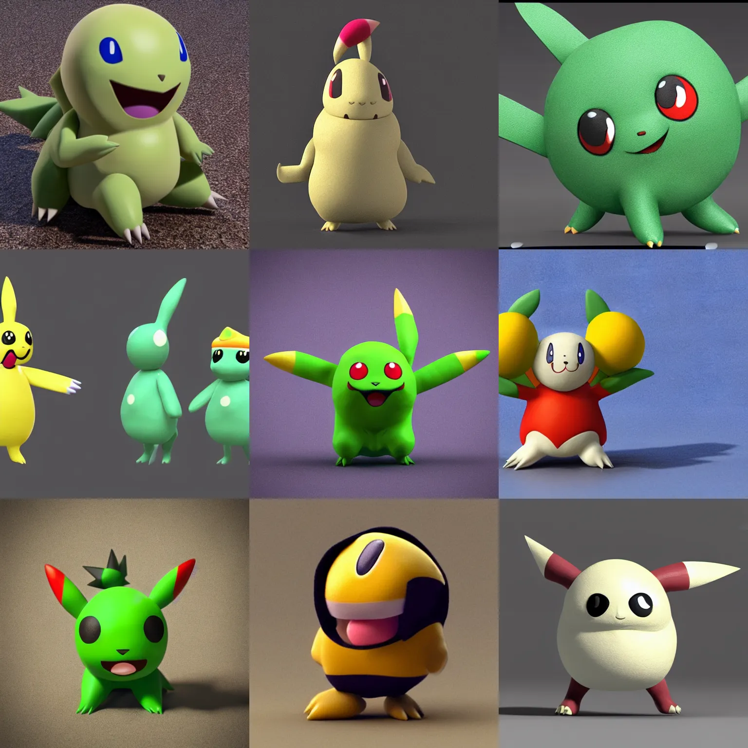 Prompt: a new pokémon made out of olives, 3d render claymation cute