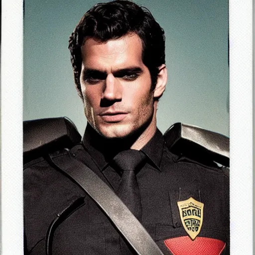 Image similar to Polaroid image of Henry Cavill as cop