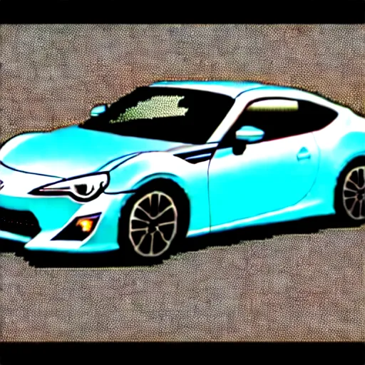 Prompt: “ 8 - bit pixel art of 2 0 1 6 scion fr - s in oceanic blue ”