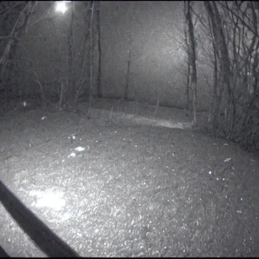 Image similar to a weird land octopus caught on trailcam nightvision footage camera, grainy low quality