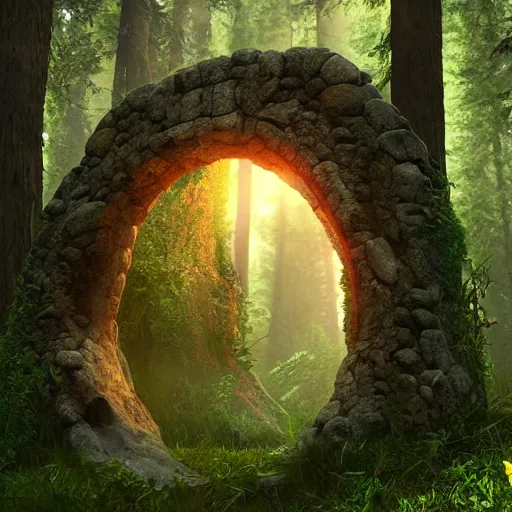 Prompt: Magic stone portal in the forest, CGsociety