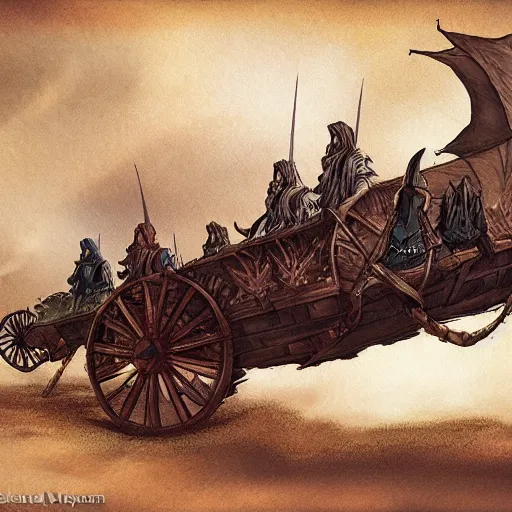 Image similar to Dragnipur wagon, fantasy art, malazan