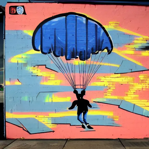 Image similar to D. B. Cooper skydiving, graffiti art, golden ratio