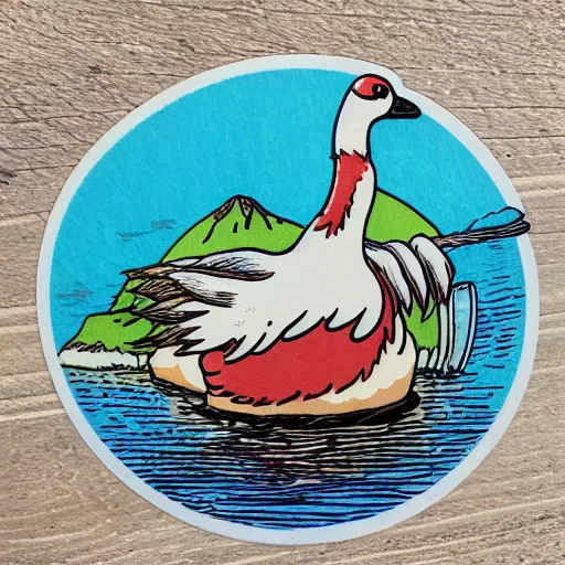 Prompt: ghibli style goose sticker