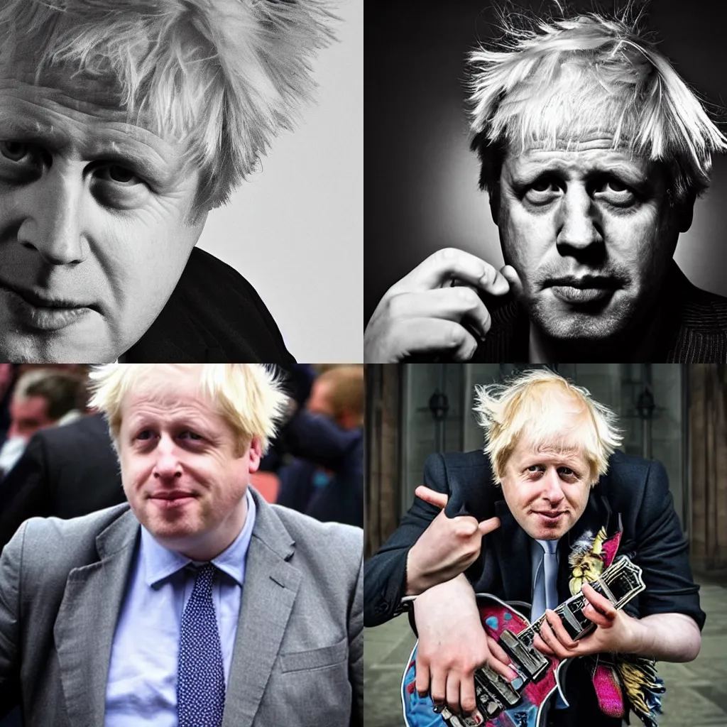 Prompt: highly detailed photo of Boris Johnson as a punk