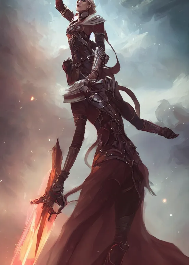 Prompt: a noble knight women raise her hand to summon her raccoon spirit above her, by artgerm, charlie bowater, inspired by dragon age inquisition featured on artstation