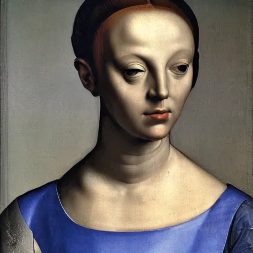 Image similar to a portrait of a female android by agnolo bronzino