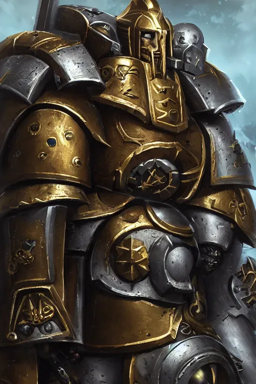 Image similar to armor portrait heros warhammer 4 0 k horus heresy fanart - the primarchs emperor by johannes helgeson animated with vfx concept artist & illustrator global illumination ray tracing hdr fanart arstation zbrush central hardmesh 8 k octane renderer