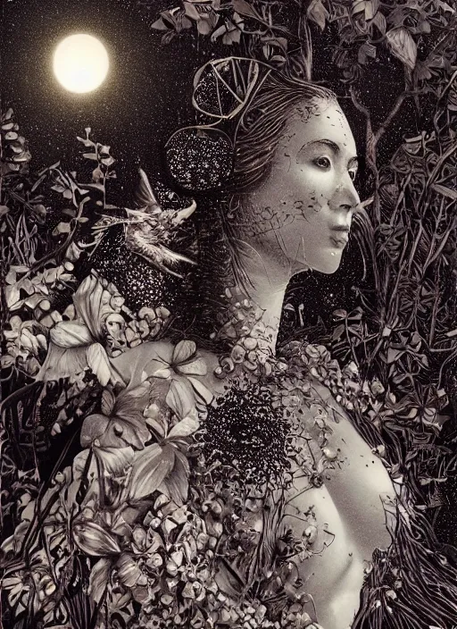 Image similar to Solarpunk goddess painting by Dan Hillier, trending on artstation, artstationHD, artstationHQ, 4k, 8k