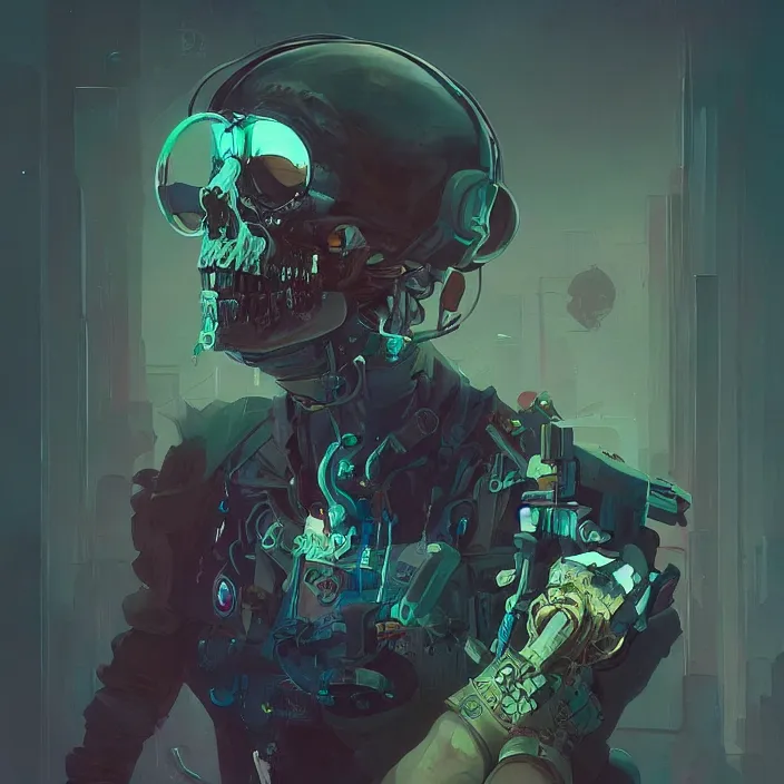 Prompt: a beautiful painting of a cyberpunk skull by sergey kolesov and vania zouravliov and pascal blanche and rhads. in style of colorful comic noir illustration, symmetry, sci fi, hyper detailed. octane render. trending on artstation