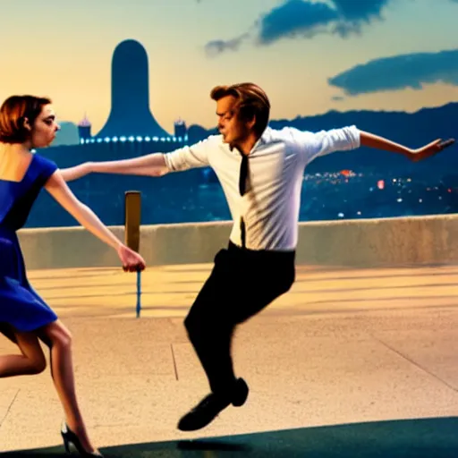 Prompt: Jamie Campbell Bower and Ana de Armas in La La Land (2016)