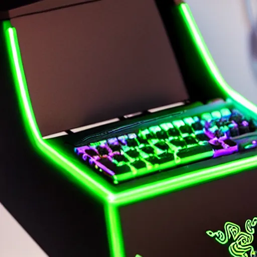 Prompt: Razer RGB gaming toilet