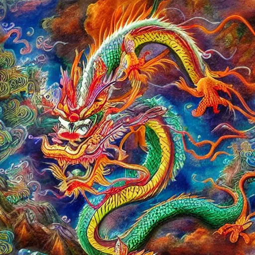 Image similar to beautiful chinese dragon detailed painting in the style of josephine wall 4 k