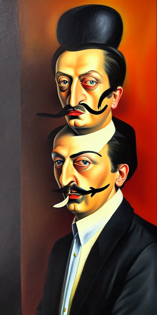 Prompt: portrait painting of alexander bashlachev in the style of salvador dali