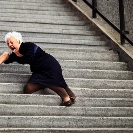 Image similar to old woman falling down the stairs