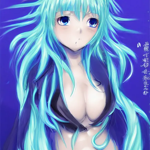 Image similar to rimuru tempest melting into blue slime, fan art, tensei shitara slime datta ken, cute, highly detailed, professional digital painting, concept art, tensura illustration, unreal engine 5, manga, light novel, hd quality, 8 k, bridegroom suit, fur scarf, cinematic, art by andy warhol, yoshitaka amano