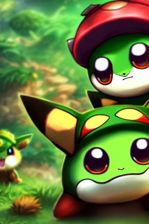 Image similar to teemo, a pokemon trading card of teemo, highly detailed pokemon trading card screenshot