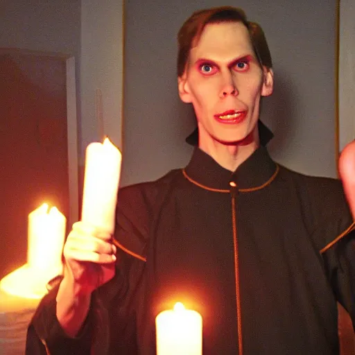 Image similar to jerma 9 8 5 leading a satanic cult