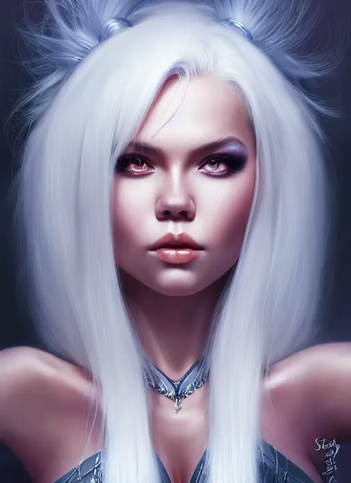 Image similar to photo of kerli koiv in the style of stefan kostic, realistic, half body shot, sharp focus, 8 k high definition, insanely detailed, intricate, elegant, art by stanley lau and artgerm, foggy backgeound