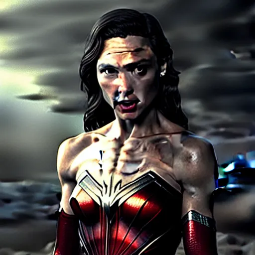 Image similar to gal gadot as a female vampire monster with translucent skin, visible muscles and veins and arteries and bones and spine and nerves, beautiful detailed intricate insanely detailed octane render, 8K artistic photography, photorealistic, chiaroscuro, by David Cronenberg, Raphael, Caravaggio