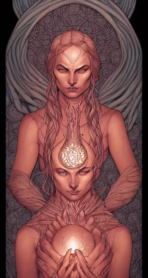 Image similar to comic cover art of an intellect devourer, high fantasy digital illustration, by jenny frison and sana takeda, intricate details, stunning inking lines, flat colors, 4 k, hd, artstation