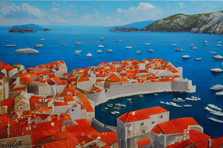 Image similar to dubrovnik,!!!! oil painting!!!!,!!!!!!!!!!!!!!!!!! oil in canvas!!!!!!!!!!!!!!!!!!, brushstrokes