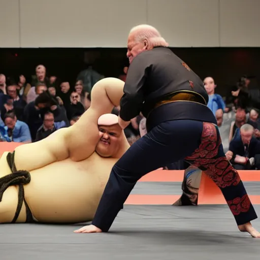 Image similar to joe biden sumo wrestling