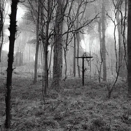 Image similar to a landscape by the blair witch project | horror themed | creepy