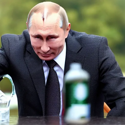 Image similar to putin pouring water on his eyes