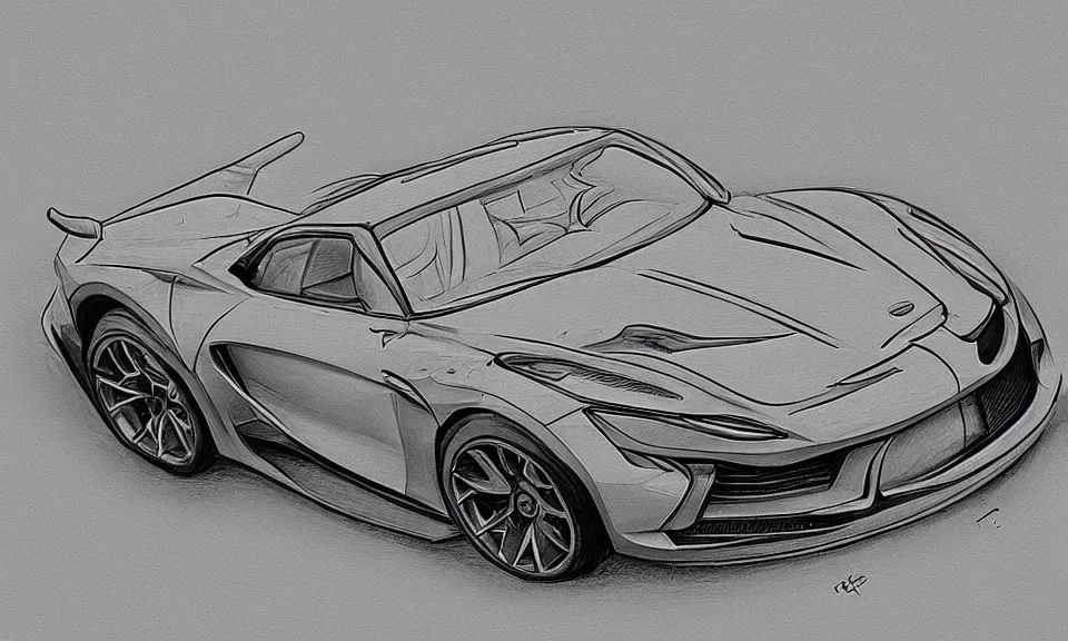 Prompt: technical drawing of a sports car