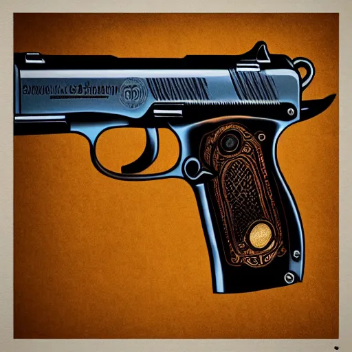 Prompt: “beretta m92 pistol artwork poster”