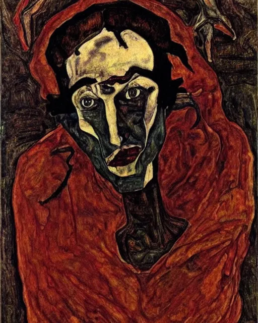 Image similar to portrait of the devil by egon schiele