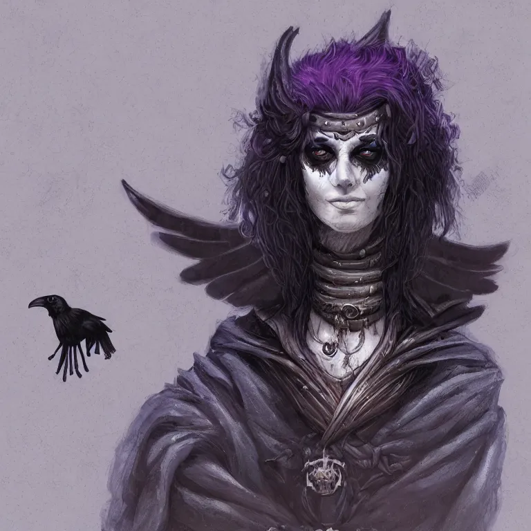 Prompt: portrait of a raven dressed as a necromancer by alex horely orlandelli, fantasy, artstation, d & d, smooth, illustration