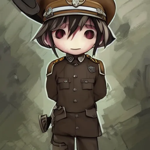 Prompt: beautiful little boy in nazi uniform. made in abyss art style, inspired by kris from deltarrune, cute detailed artwork, anatomically correct, soft details, ilya kuvshinov, reflection, perfect composition, portrait, illumination, digital art, detailed anime soft face, symmetrical face