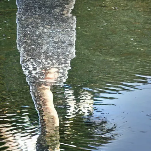 Image similar to A marble statue reflected in the water.